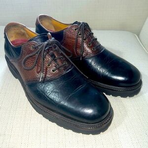 H.S. Trask Mens Leather Saddle Oxford Shoe Lace Up Two Tone 30-0121 Size 8.5M